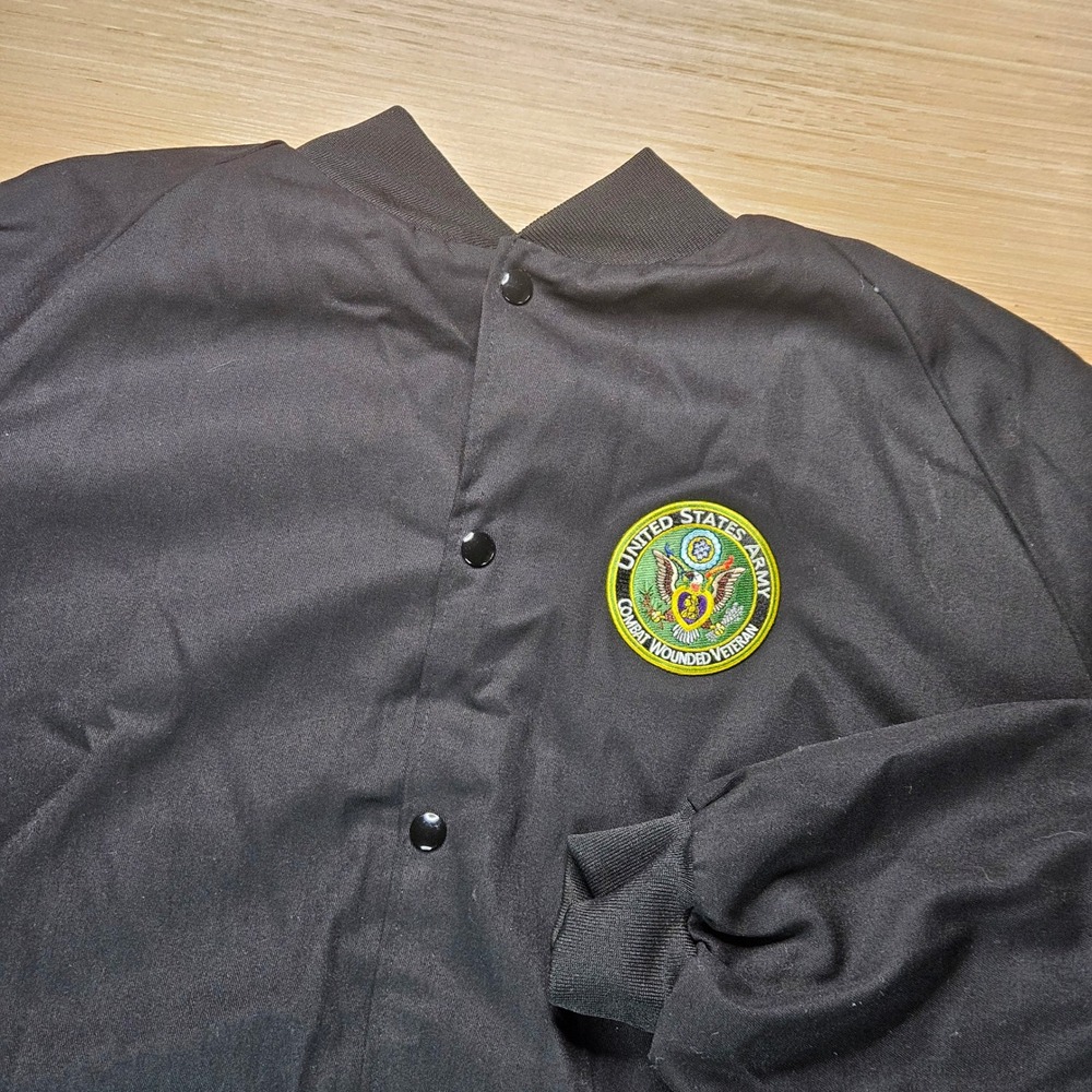 Vintage US Army Combat Wounded Veteran American Fit USA 3XL Black Bomber‎ Jacket